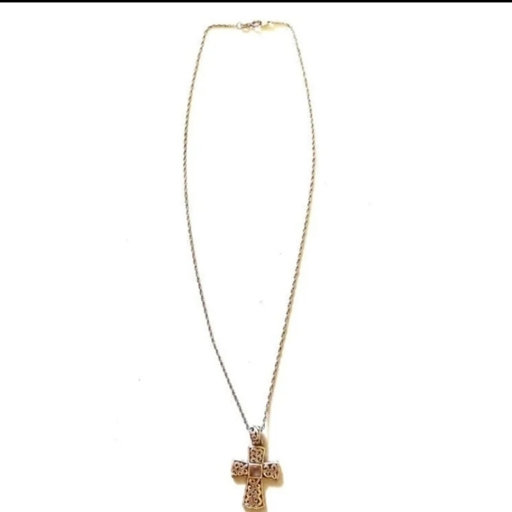 STERLING 925 Amethyst Celtic Cross Pendant & Chain Necklace